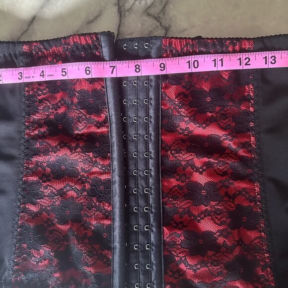 Charman Waist Trainer Corset Body Cincher Shapewear Black Red Satin Lace XL - Picture 5 of 8